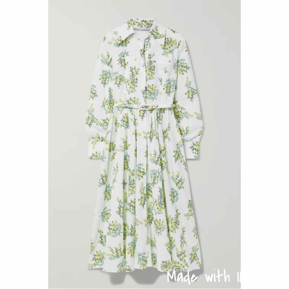 EMILIA WICKSTEAD Aisha belted floral-print cotton-blend midi shirt dress - Picture 1 of 14